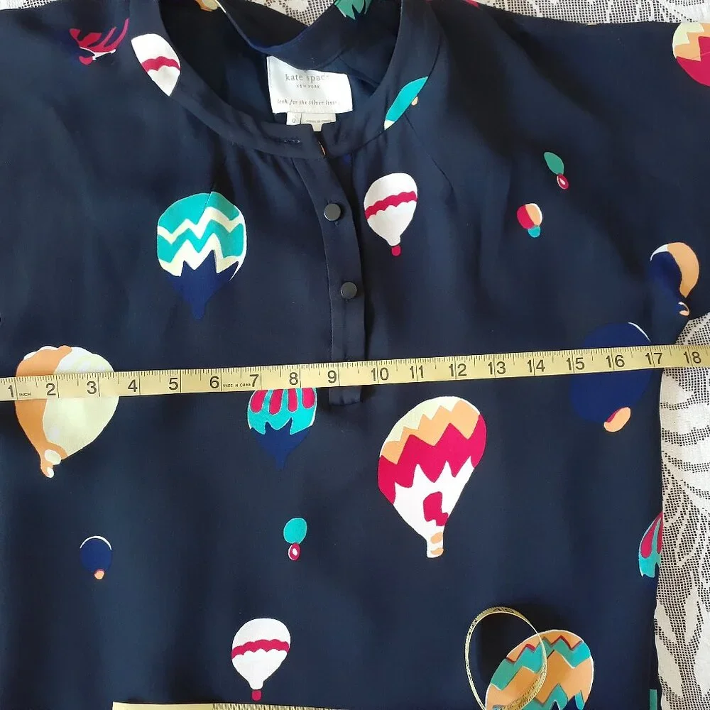 kate spade Black Mini Dress with Multicolor Hot Air Balloon Print